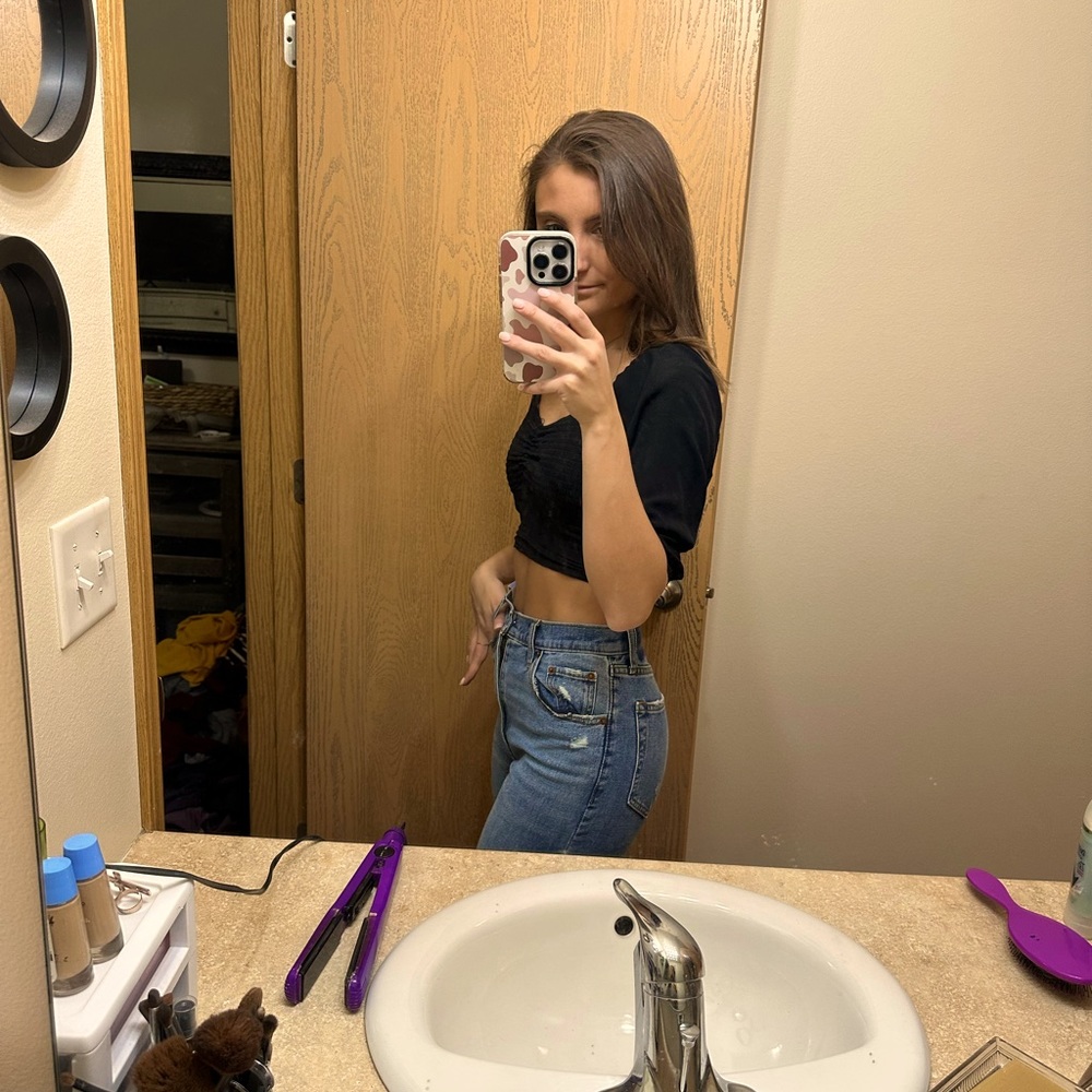 Crop black going out blouse